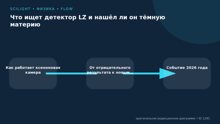 Схема к статье «Что ищет детектор LZ и нашёл ли он тёмную материю»: Как работает ксеноновая камера, От отрицательного результата к новым…, Событие 2026 года