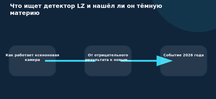 Схема к статье «Что ищет детектор LZ и нашёл ли он тёмную материю»: Как работает ксеноновая камера, От отрицательного результата к новым…, Событие 2026 года