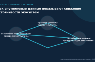 Схема к статье «Как спутниковые данные показывают снижение устойчивости экосистем»: Экосистема после засухи или пожара может быстро…, Прототип «системы чувствительности…, В глобальном анализе примерно за два десятилетия…