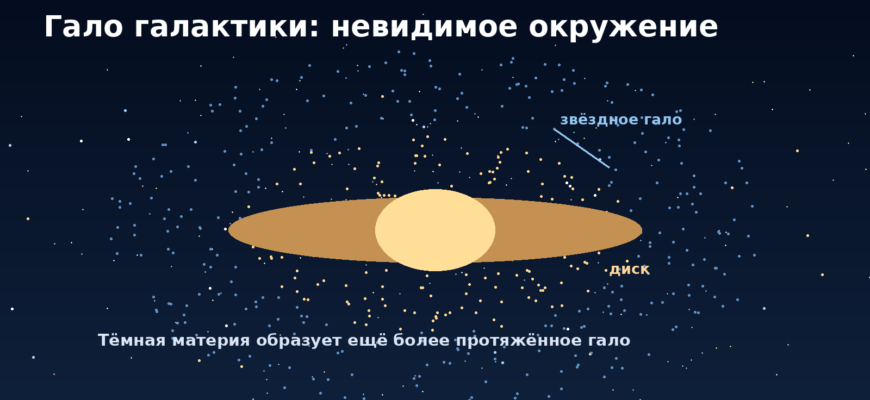 Схема диска Млечного Пути и окружающего его разреженного звёздного гало