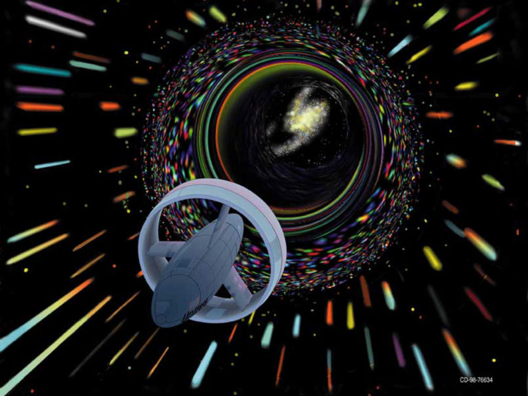 Художественная концепция NASA полёта корабля через кротовую нору