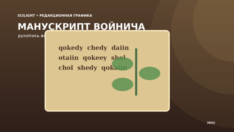Стилизованный лист манускрипта с неопознанными знаками и растением