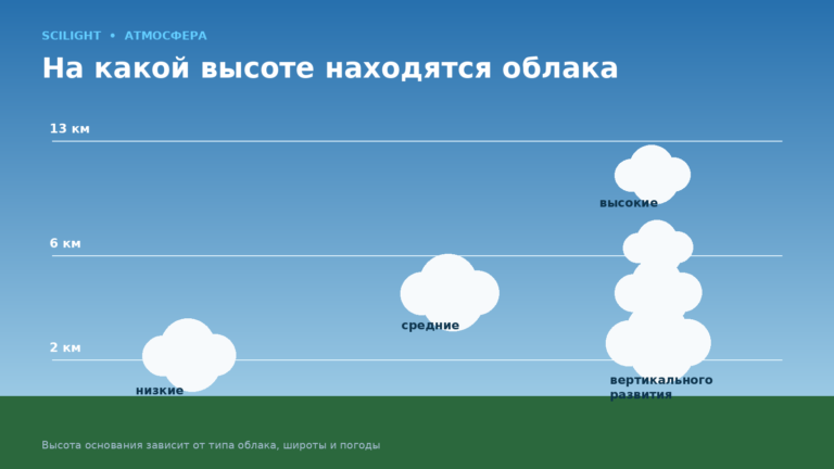 Схема высот низких, средних, высоких облаков и облаков вертикального развития