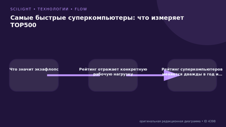 Схема к статье «Самые быстрые суперкомпьютеры: что измеряет TOP500»: Что значит экзафлопс, Рейтинг отражает конкретную рабочую нагрузку, Рейтинг суперкомпьютеров меняется дважды в год и…