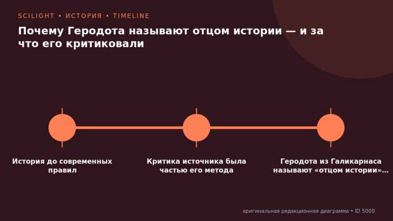 Схема к статье «Почему Геродота называют отцом истории — и за что его критиковали»: История до современных правил, Критика источника была частью его метода, Геродота из Галикарнаса называют «отцом истории»…