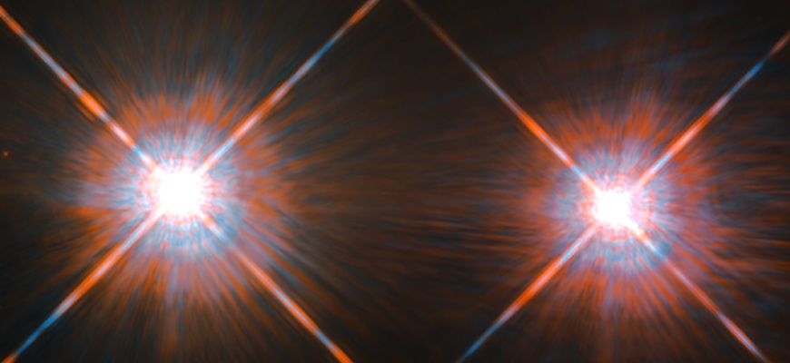 Две яркие звезды Альфа Центавра A и B на снимке Hubble