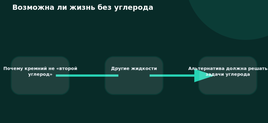 Схема к статье «Возможна ли жизнь без углерода»: Почему кремний не «второй углерод», Другие жидкости, Альтернатива должна решать задачи углерода
