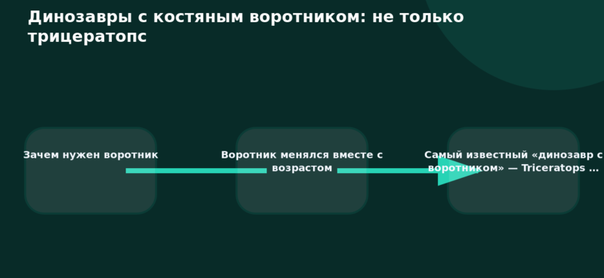 Схема к статье «Динозавры с костяным воротником: не только трицератопс»: Зачем нужен воротник, Воротник менялся вместе с возрастом, Самый известный «динозавр с воротником» — Triceratops …