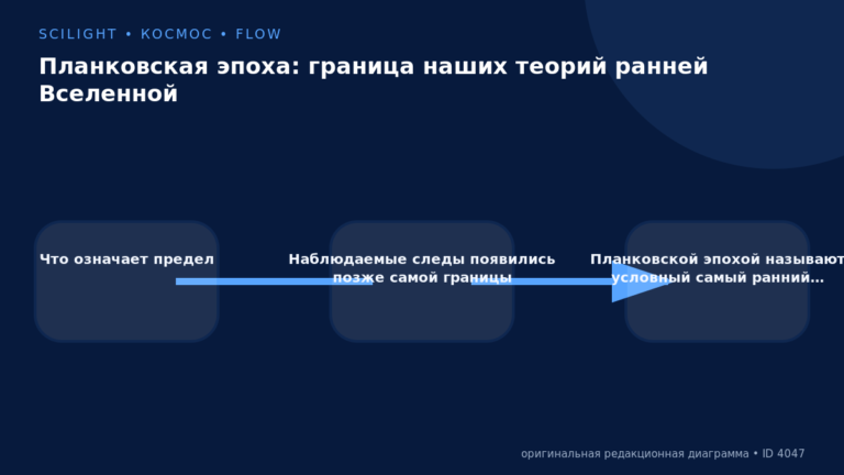 Схема к статье «Планковская эпоха: граница наших теорий ранней Вселенной»: Что означает предел, Наблюдаемые следы появились позже самой границы, Планковской эпохой называют условный самый ранний…