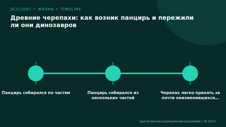 Схема к статье «Древние черепахи: как возник панцирь и пережили ли они динозавров»: Панцирь собирался по частям, Панцирь собирался из нескольких частей, Черепах легко принять за почти неизменившихся…