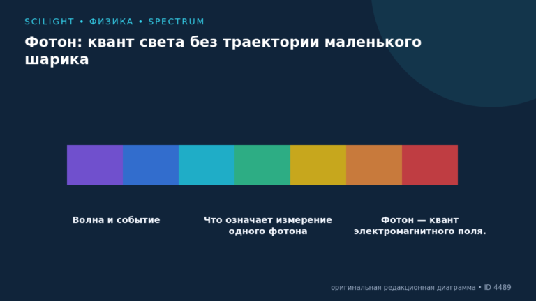 Схема к статье «Фотон: квант света без траектории маленького шарика»: Волна и событие, Что означает измерение одного фотона, Фотон — квант электромагнитного поля.