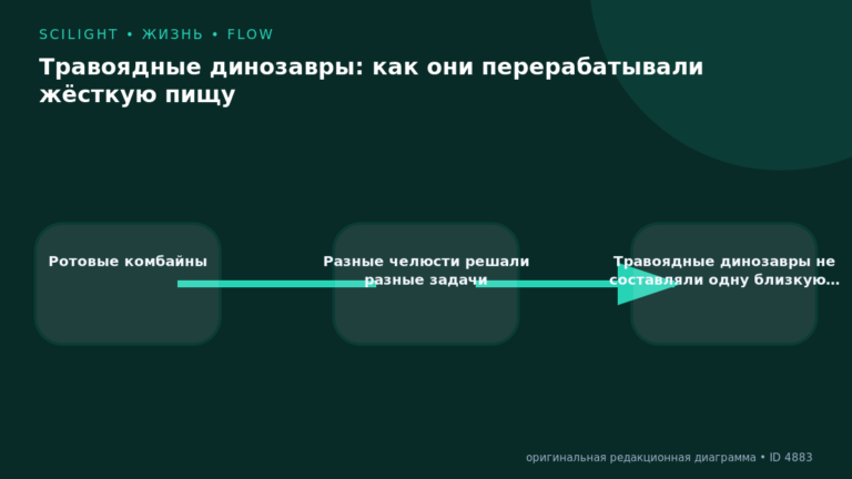 Схема к статье «Травоядные динозавры: как они перерабатывали жёсткую пищу»: Ротовые комбайны, Разные челюсти решали разные задачи, Травоядные динозавры не составляли одну близкую…