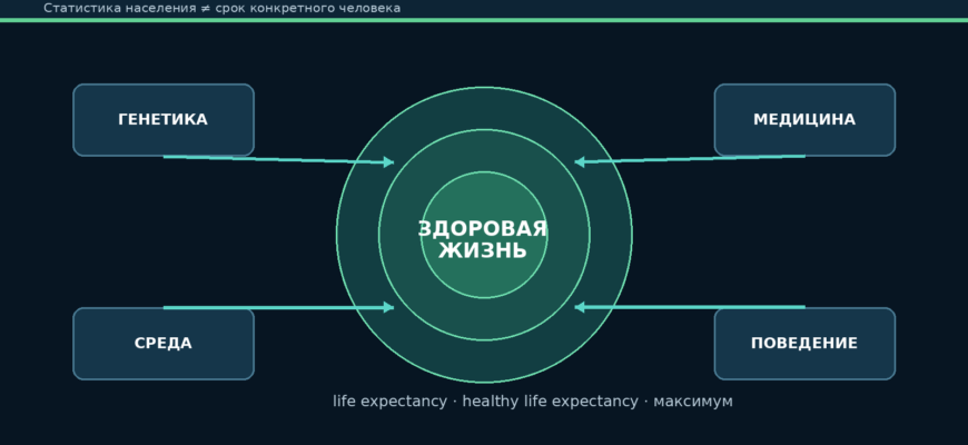 Схема факторов, влияющих на продолжительность и качество жизни человека