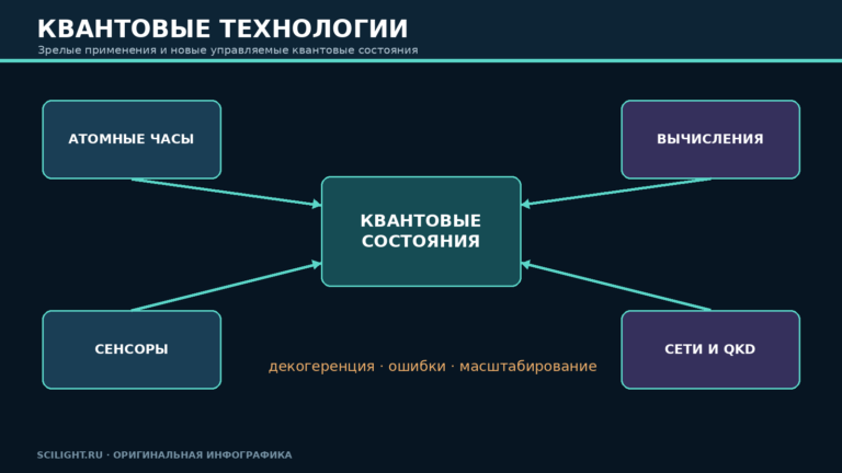 Карта квантовых технологий: часы, сенсоры, связь и вычисления