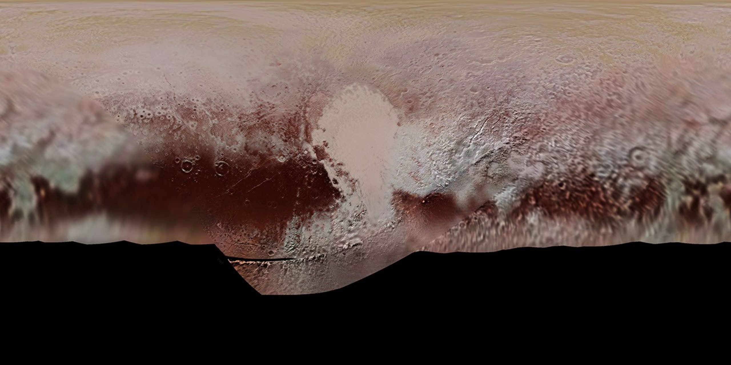 Глобальная цветовая карта поверхности Плутона по данным New Horizons